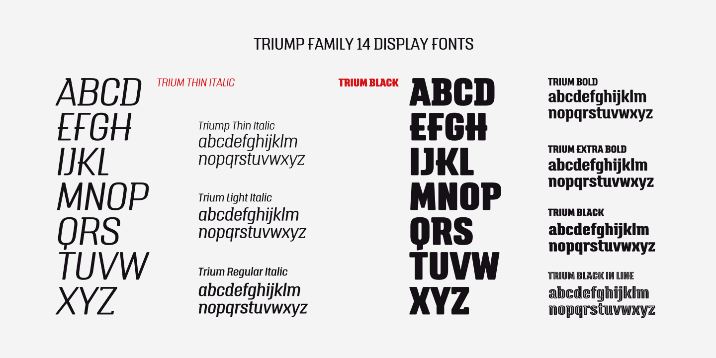 Ejemplo de fuente Triump Black Inline Italic